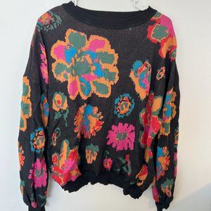 Black Sweater with Floral Prints